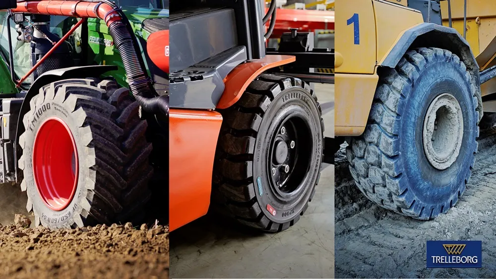 Various Trelleborg tyres on different vehicles