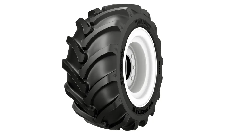 Front angled view of a Alliance 644 Forestar Tyre