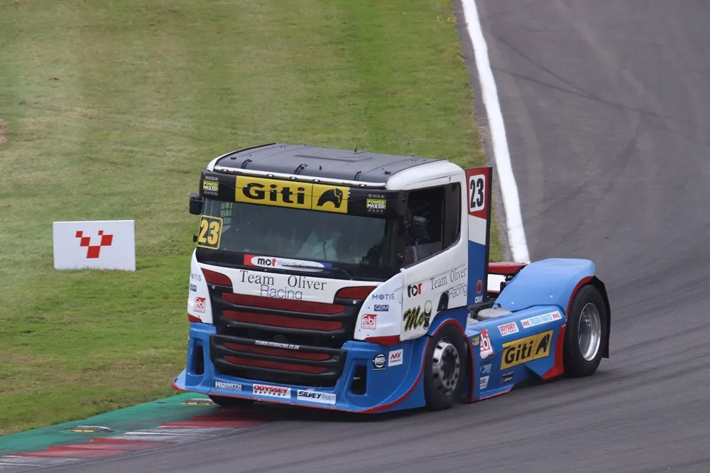 Racing Truck taking a corner at Donington Park