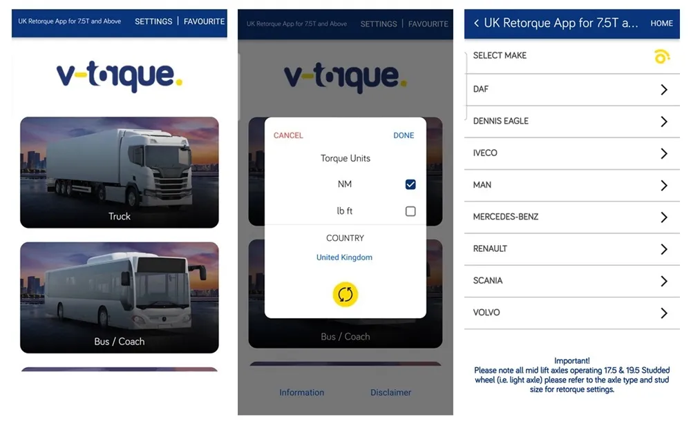 Image of Vaculug's V-Torque app showing three different phone images of the app