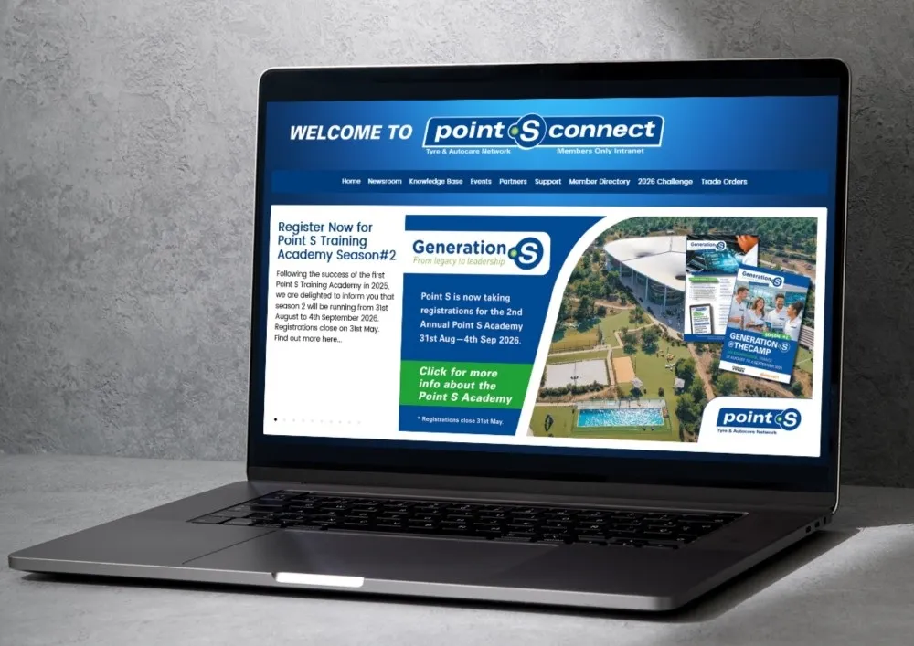 Image of a laptop at an angle with Point S software on the screen